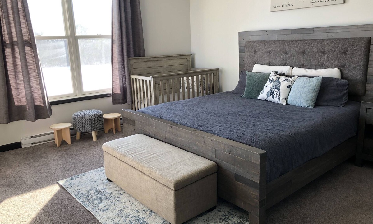 Keeseville House | Peaceful Master Bedroom with Hot Tub