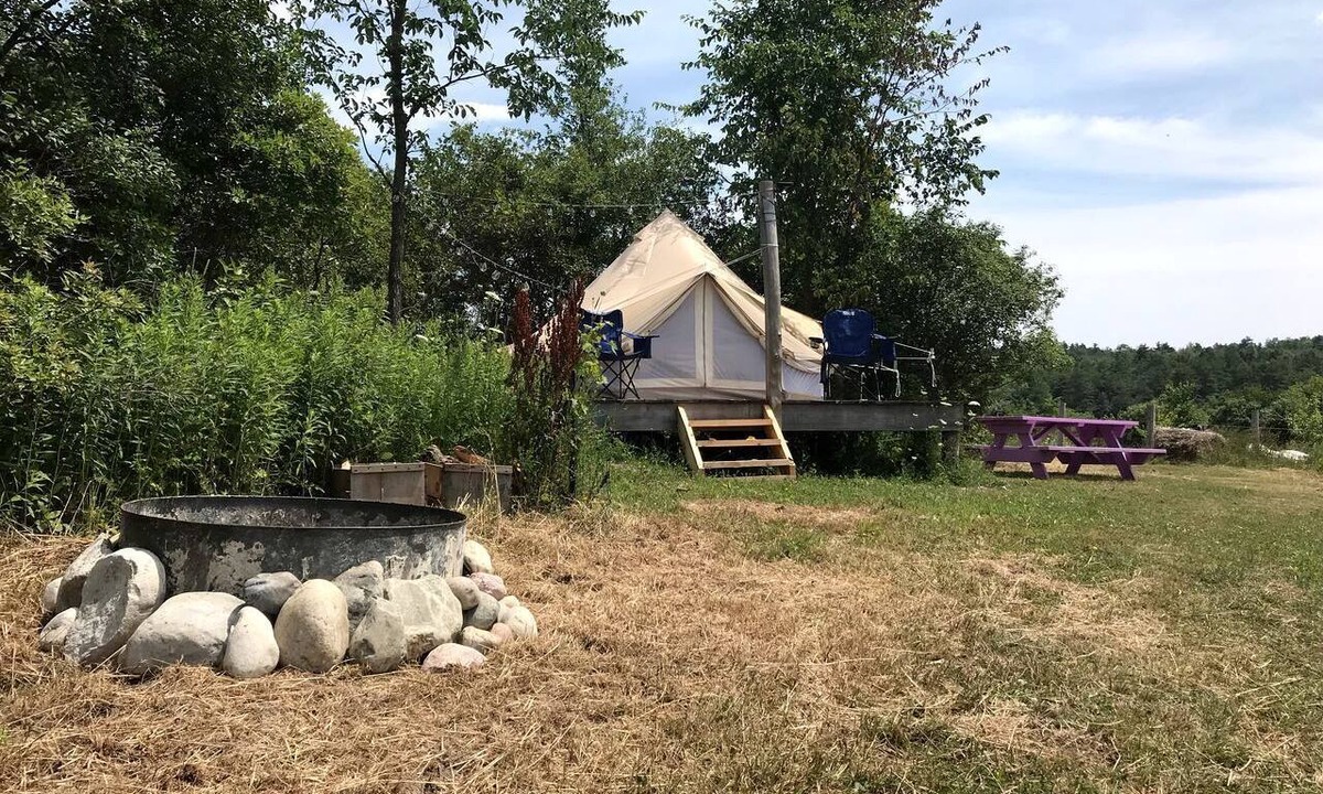 Westport RV Rental | Rustic Bell Tent on Working Farm in New York with Views of the Adirondacks
