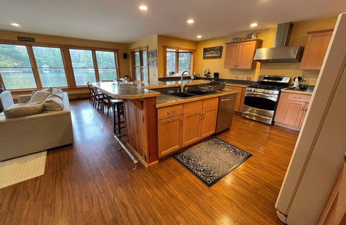 Town of Webb House | Casa Verde: Waterfront 5BR Retreat with 2 Living Areas & Fire Pit!