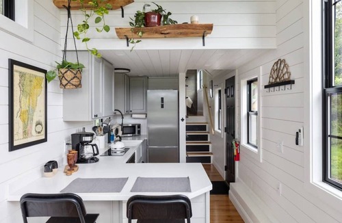 Johnson House | Haven Tiny House w hot tub on river near Stowe