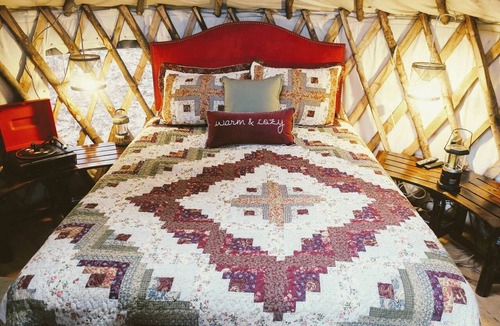Bennington Cabin | Modern Waterfront Yurt for a Romantic Getaway with a Hot Tub in the Monadnock Region, New Hampshire