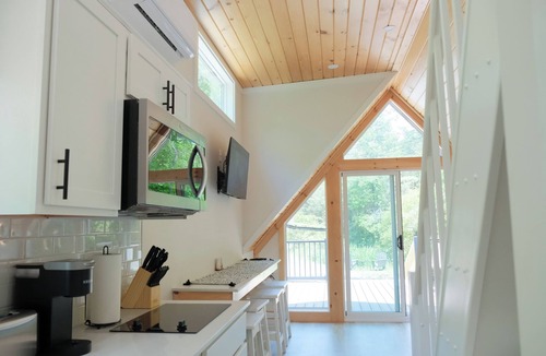 Woodfin Cabin | New A-Frame Tiny Home - Private Pond, Deer at Dusk - Asheville Mountain Escape