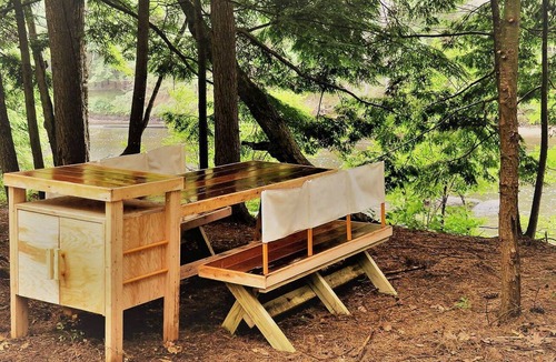 Bennington RV Rental | Private Riverfront Safari tent for a Glamping Experience in the Monadnock Region, New Hampshire