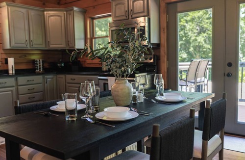Sterling Cabin | Stone Beach Access | Cabin with a Fire Pit Glow