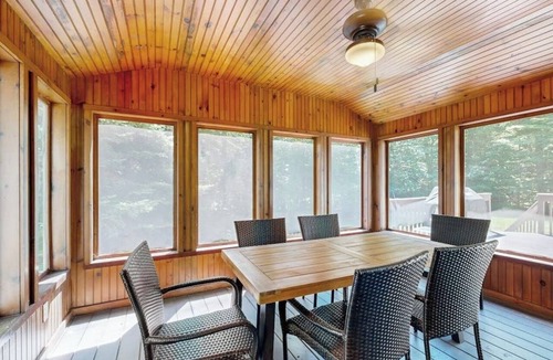 Londonderry House | Tree-lined lodge with deck, fireplaces, porch, game room, & fast WiFi