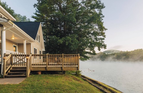 Corinth House | Waterfront Cabin with expansive deck near Saratoga & Lake George