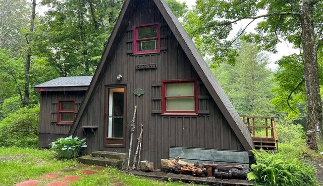 A-Frame cabin in the woods