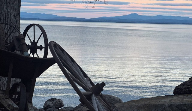 A New York camp on Lake Champlain, private pebble beach frontage.