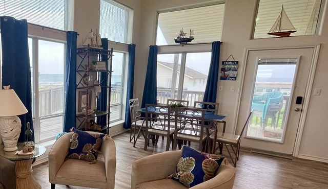 Beach viewing from deck, living, dining, kitchen, in your king size Nectar bed.