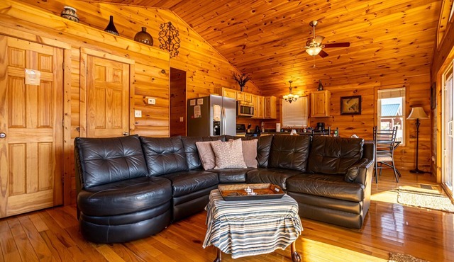 Charming riverside with stunning views, cozy interiors, full amenities, and spacious decks.