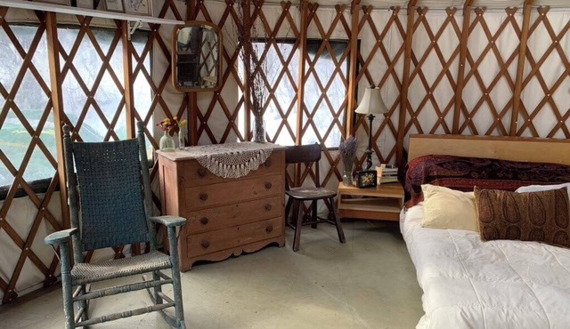 Cozy mountain yurt on an organic farm