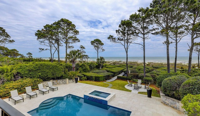 Direct OCEANFRONT Updated Six Bedroom Sea Pines Home w/Private Pool & Spa!