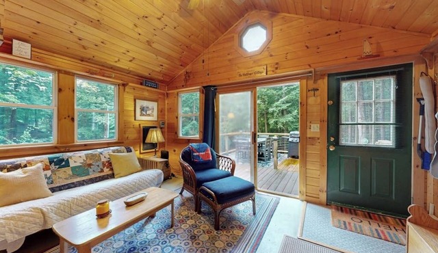 Gorgeous cabin with Pack 'n Play, private dock, lovely deck, firepit, wood stove