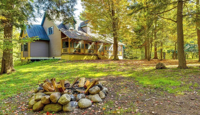 Private Deck & Fire Pit: Adirondack Family Home