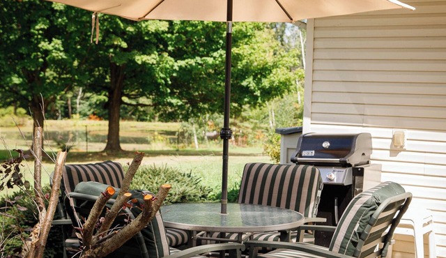 Relax on 10 acres. Walk to the lake any season: Swim, Fish, Wine, Ski, Relax.