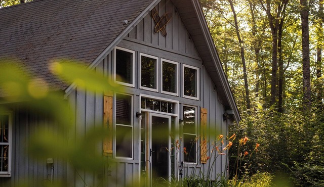 WildeWoods Cabin - pet-friendly, yard + gardens, gas fireplace + outdoor firepit